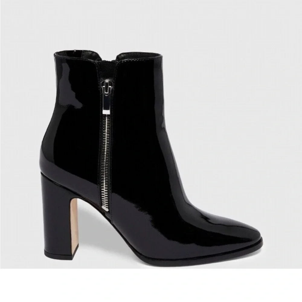 PAIGE Cleo Black Patent Leather Ankle Booties Size 8.5 NEW Women’s Boots Shoes